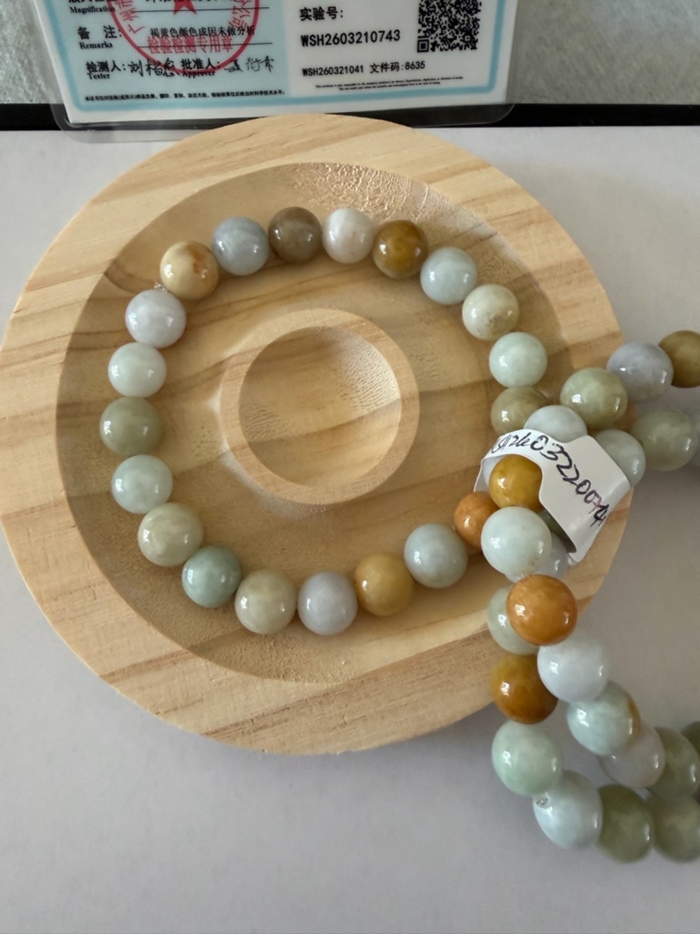Certified 3 pieces Icy Jade Bead Bracelet - Picture 9 of 10